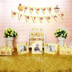 Set phụ kiện sinh nhật bé trai tuổi gà màu vàng zigzag
