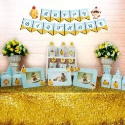 Set phụ kiện sinh nhật bé trai tuổi gà màu xanh da trời