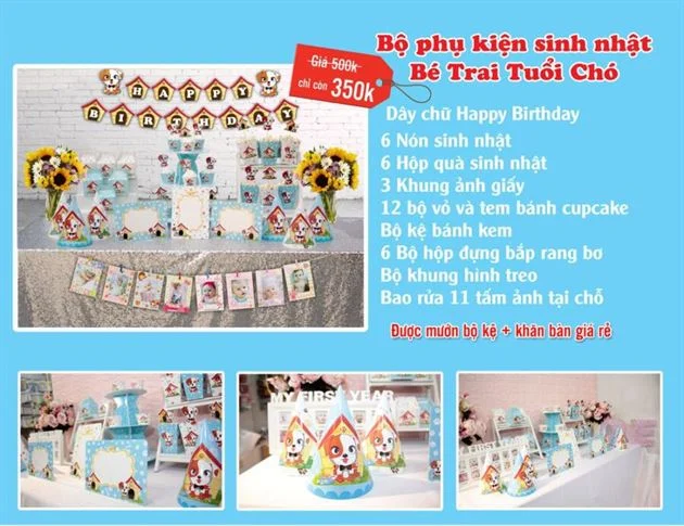 set-phu-kien-sinh-nhat-con-cho-trai-350k-1 Set phụ kiện thôi nôi bé trai tuổi chó 350k