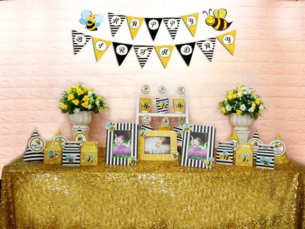 set-phu-kien-sinh-nhat-con-ong-den-kim-tuyen Set mini bé ong màu đen kim tuyến