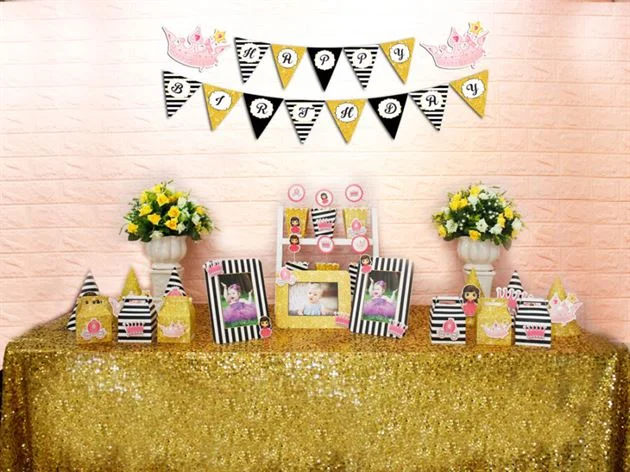 set-phu-kien-sinh-nhat-cong-chua-mau-den-kim-tuyen Set mini công chúa màu đen kim tuyến