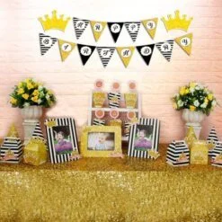 Set mini vương miện bé gái màu đen kim tuyến