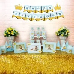 Set mini vương miện bé trai màu xanh da trời