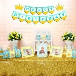 Set mini vương miện bé trai màu xanh min vàng