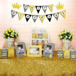 Set mini vương miện bé trai màu đen kim tuyến