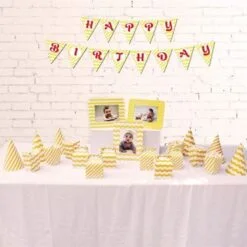 Set phụ kiện sinh nhật màu vàng zigzag