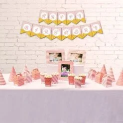 Set phụ kiện sinh nhật màu hồng hoàng gia