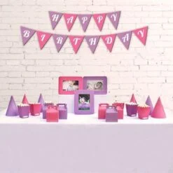 Set phụ kiện sinh nhật màu hồng tím