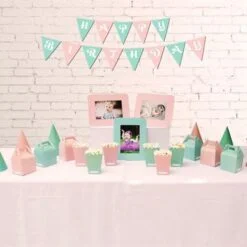 Set phụ kiện sinh nhật màu hồng xanh min