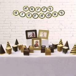 Set phụ kiện sinh nhật màu vàng đen