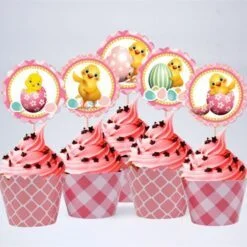 Tem bánh cupcake bé gái tuổi gà