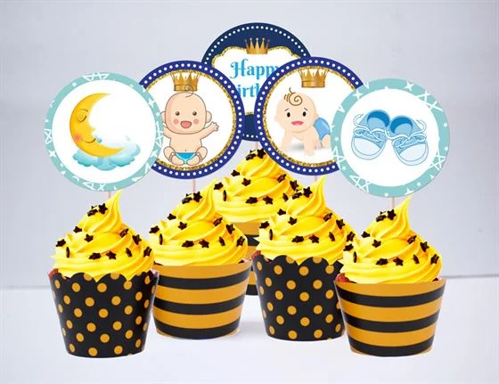 tem-banh-cupcake-baby-boy-mau-vang-den-1 Tem bánh cupake baby boy màu vàng đen