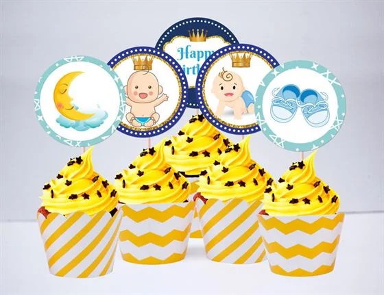 tem-banh-cupcake-baby-boy-mau-vang-zigzag Tem bánh cupake baby boy màu vàng zigzag