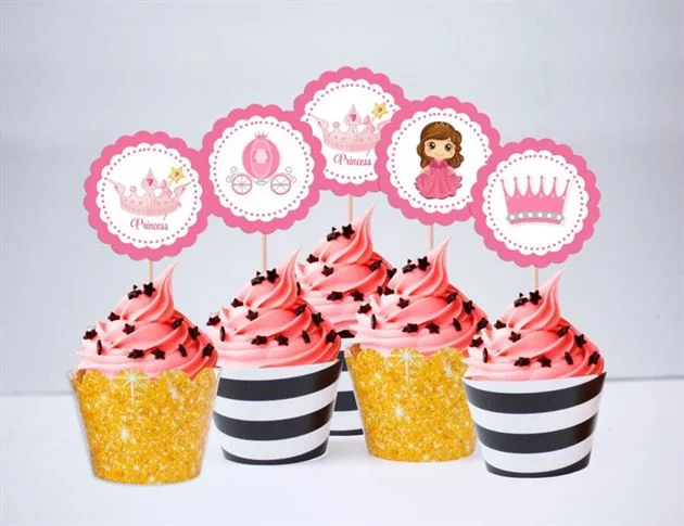 tem-banh-cupcake-cong-chua-mau-den-kim-tuyen-1 Tem bánh cupcake Công Chúa màu vàng đen