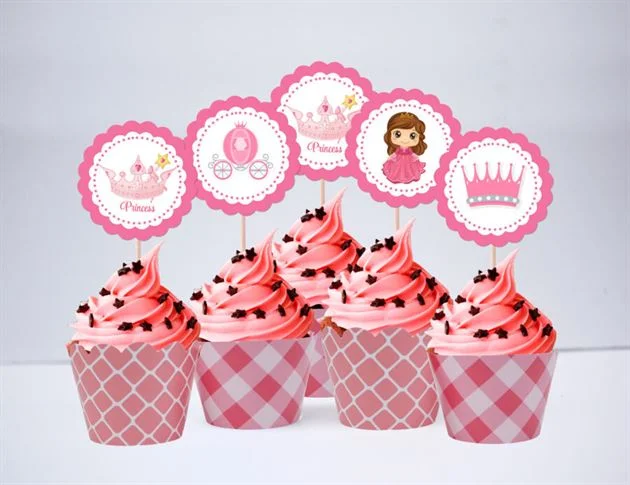 tem-banh-cupcake-cong-chua-mau-hong-luoi-1 Tem bánh cupcake Công Chúa màu hồng lưới