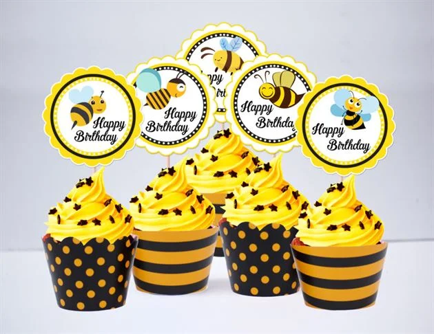 tem-banh-cupcake-mau-vang-den-2 Tem bánh cupcake Bé Ong