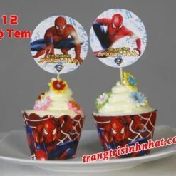 Tem Bánh Cupcake Spiderman