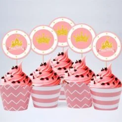 Tem bánh cupcake Vương Miện Bé Gái