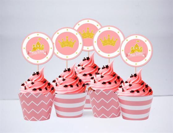 Tem bánh cupcake Vương Miện Bé Gái