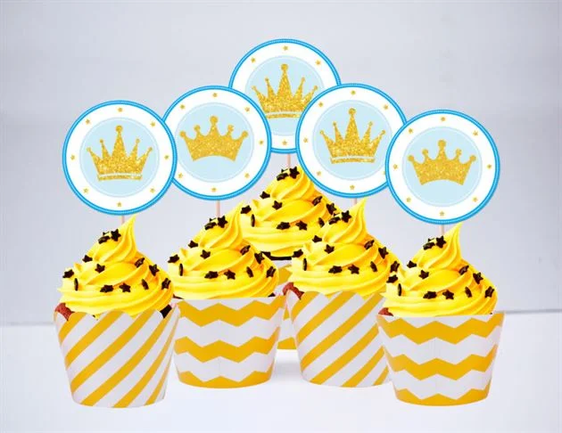 tem-banh-cupcake-vuong-mien-be-trai-mau-vang-zigzag-1 Tem bánh cupcake Vương Miện Hoàng Tử màu vàng zigzag