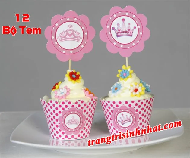 tembanhcupcakecongchua6257-357 Tem bánh cupcake chủ đề Công Chúa