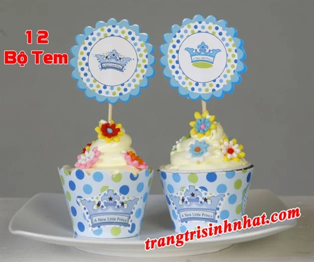 tembanhcupcakehoangtusinhnhat8119-1125 Tem bánh cupcake chủ đề Hoàng Tử