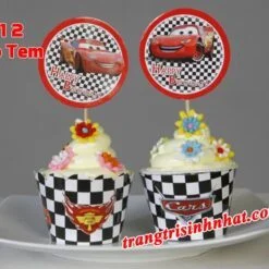 Tem bánh cupcake chủ đề Mc Queen