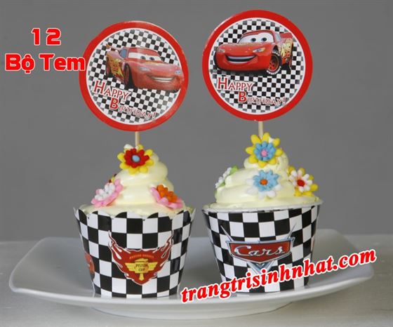 Tem bánh cupcake chủ đề Mc Queen