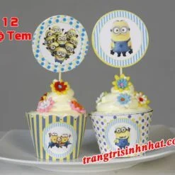 Tem bánh cupcake chủ đề minion