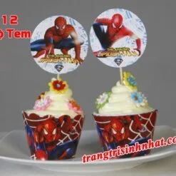 Tem bánh cupcake Spiderman ( người Nhện )