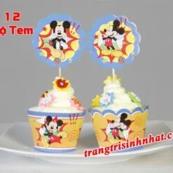 Tem bánh cupcake chủ đề Mickey