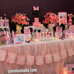 Trang trí sinh nhật cho bé gái 1 tuổi theo chủ đề Minnie