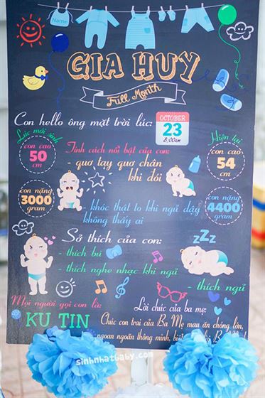 Trang trí bảng thông tin của bé theo chủ đề baby boy