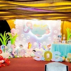 Trang trí tiệc sinh nhật cho bé Khánh Lynns phong cách 3D theo chủ đề Nàng tiên cá
