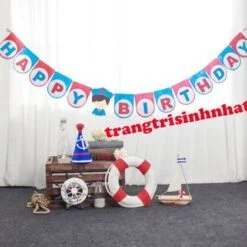Dây Chữ Happy Birthday vải nỉ bé trai