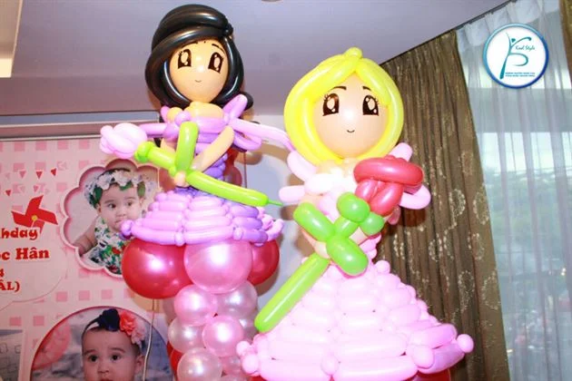 Trang trí trụ bong bóng công chúa