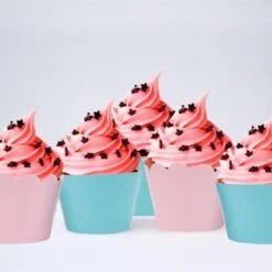 Vỏ bánh cupcake màu hồng xanh min