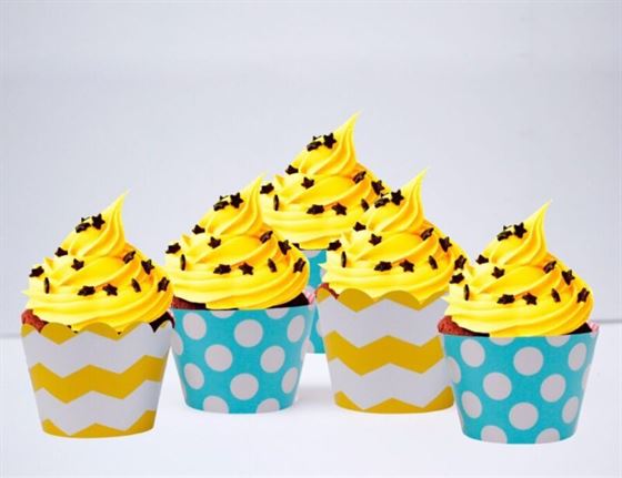 Vỏ bánh cupcake màu xanh min vàng