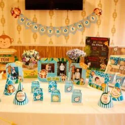 Bộ set trang trí sinh nhật thôi nôi bé trai tuổi khỉ