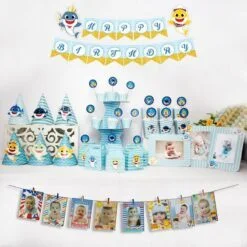 Full set baby shark boy màu xanh da trời