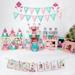 Full set baby shark girl màu hồng xanh min
