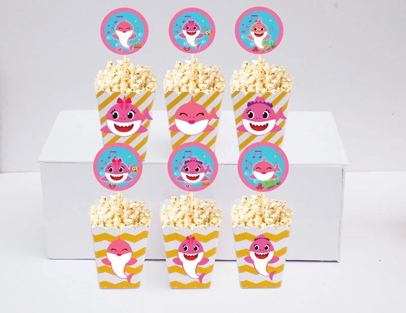 Set bắp rang bơ baby shark girl màu vàng zigzag