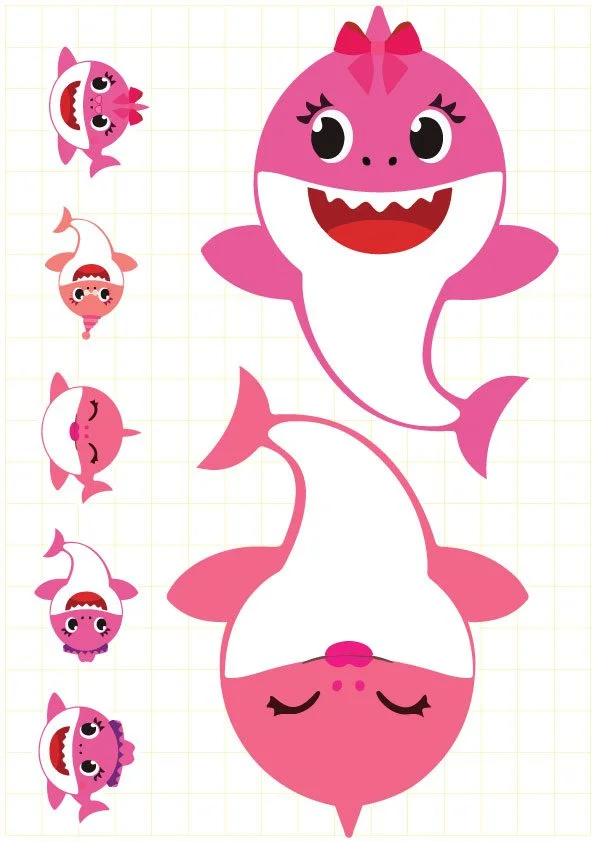Ruột bộ tem banner Baby Shark Girl