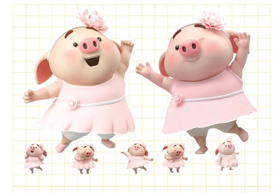Ruot bo tem banner be heo gai Ruột bộ tem banner bé heo gái