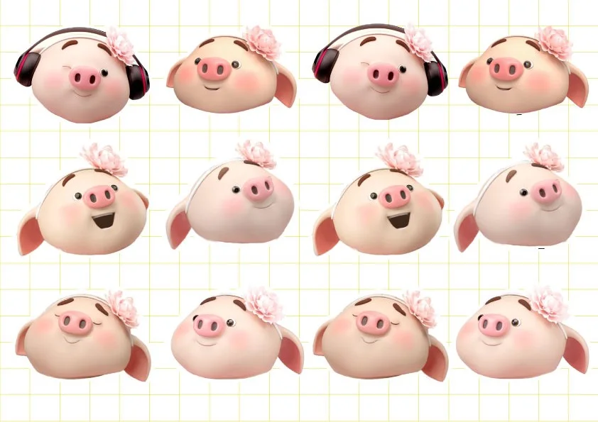 Ruot bo tem cupcake be heo gai Ruột bộ tem bánh Cupcake bé heo gái