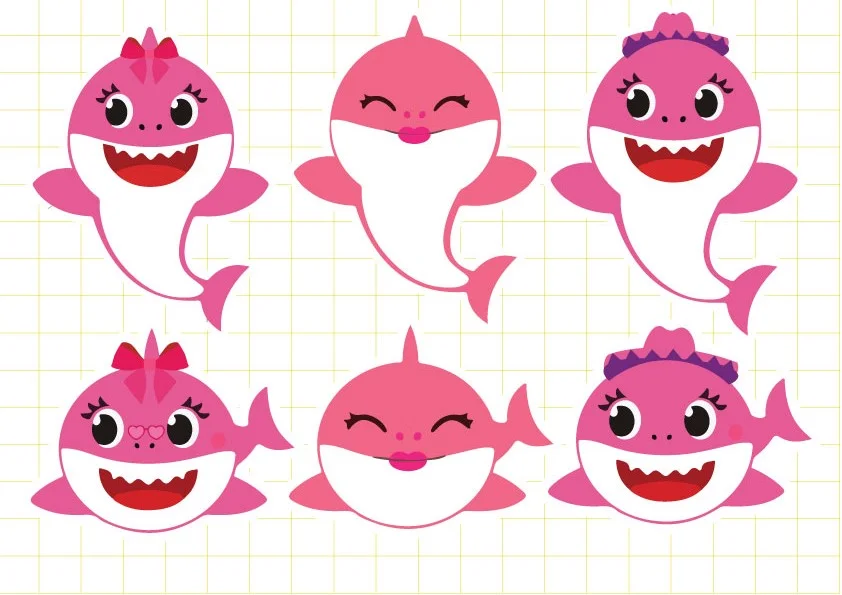 Ruot tem non baby shark girl Ruột bộ tem nón sinh nhật Baby Shark Girl