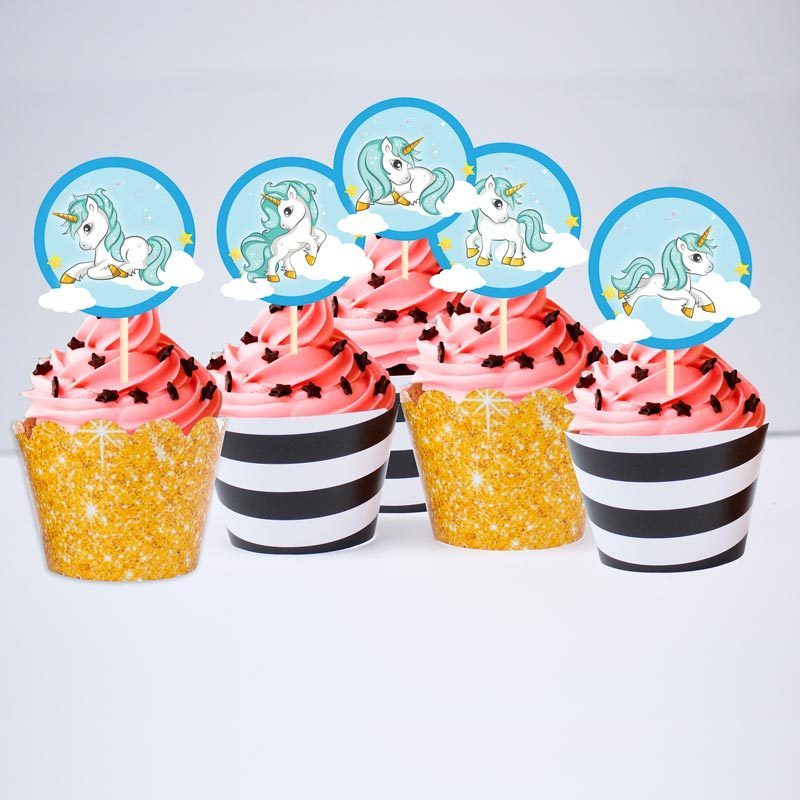 Set bánh Cupcake Unicorn Boy màu đen im tuyến