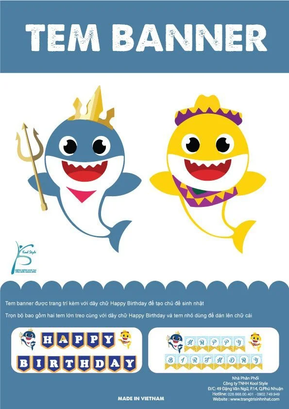 Bìa tem dây chữ Baby Shark Boy