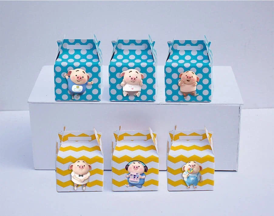 Set hộp quà sinh nhật Heo Trai màu vàng xanh min