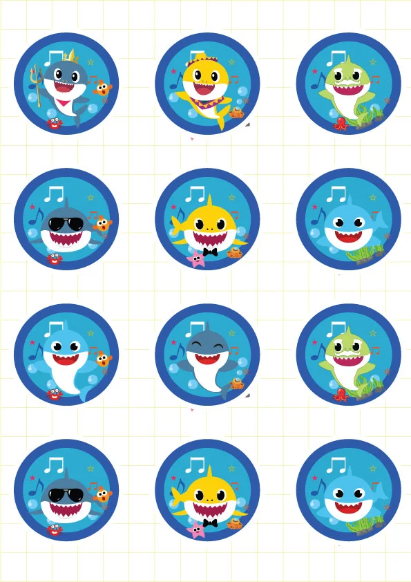 Ruột bộ tem bánh cupcake Baby Shark Boy
